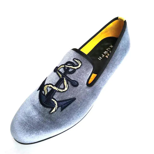 Grey Anchor Loafers Shoes