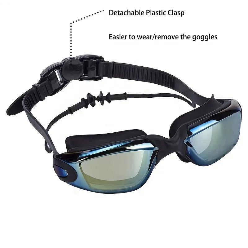 High Definition Electroplated Waterproof Antifog Swimming Goggles for Men  Women