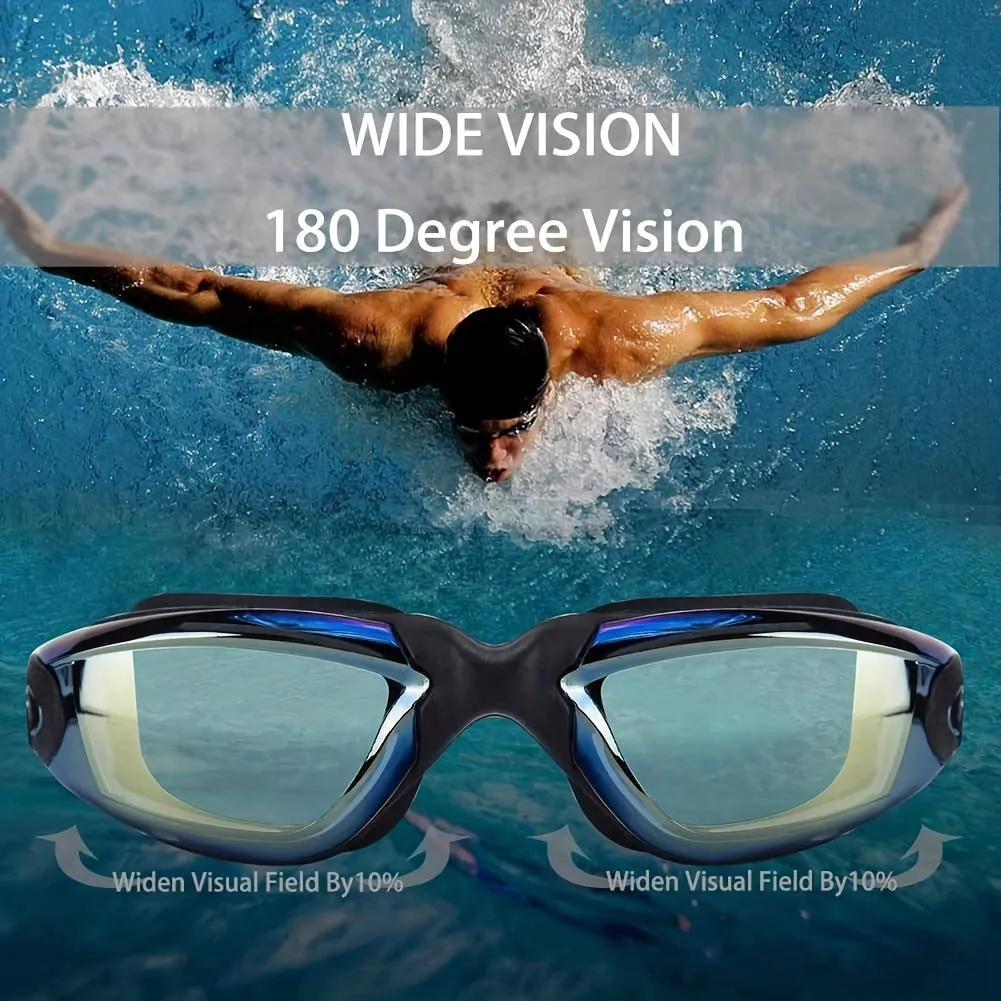 High Definition Electroplated Waterproof Antifog Swimming Goggles for Men  Women