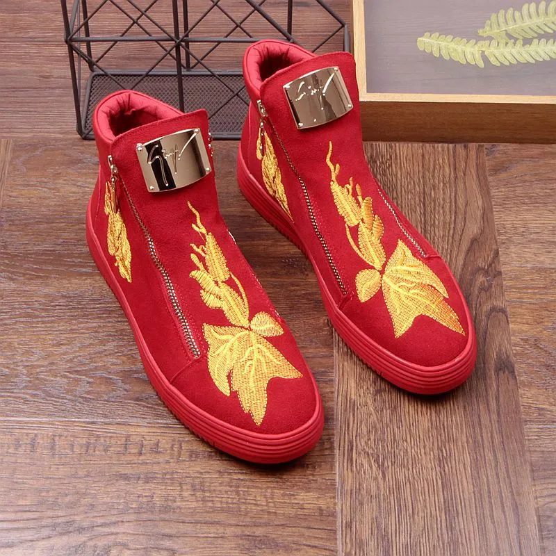 high help men's shoes Korean embroidery sports shoes personalized retro men's shoes