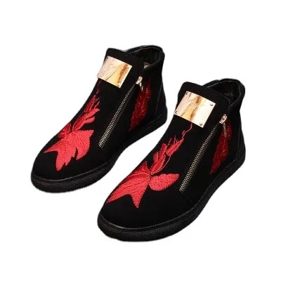 high help men's shoes Korean embroidery sports shoes personalized retro men's shoes