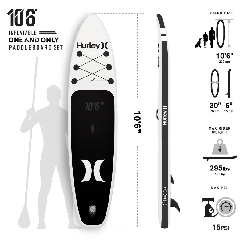 Hurley 10'6" ONE & ONLY Inflatable Paddle Board SUP - Black