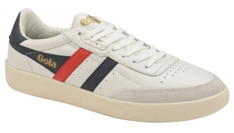 Inca Leather Trainer (White   Navy   Red)