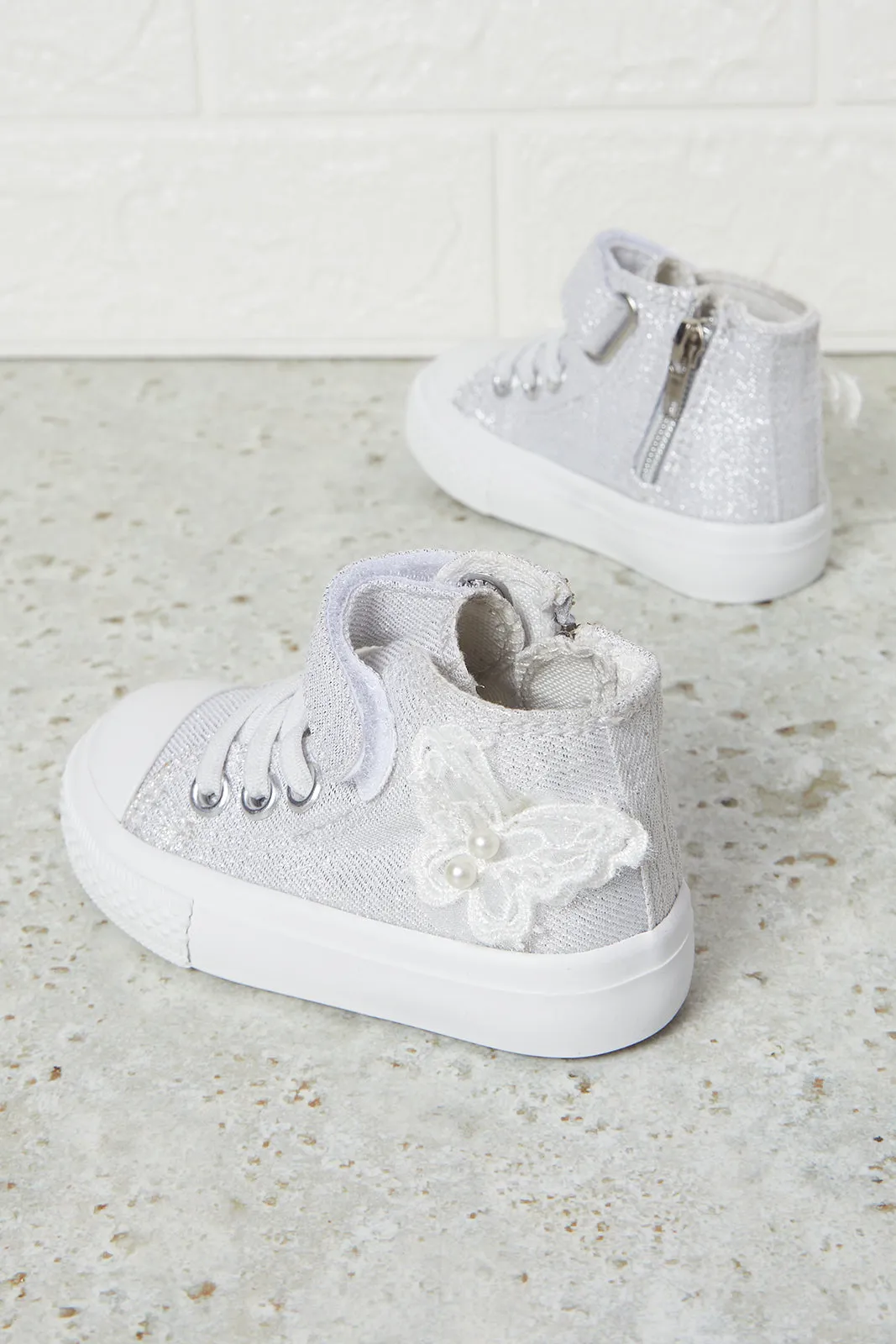 Infant Girls White Butterfly High Top Sneakers