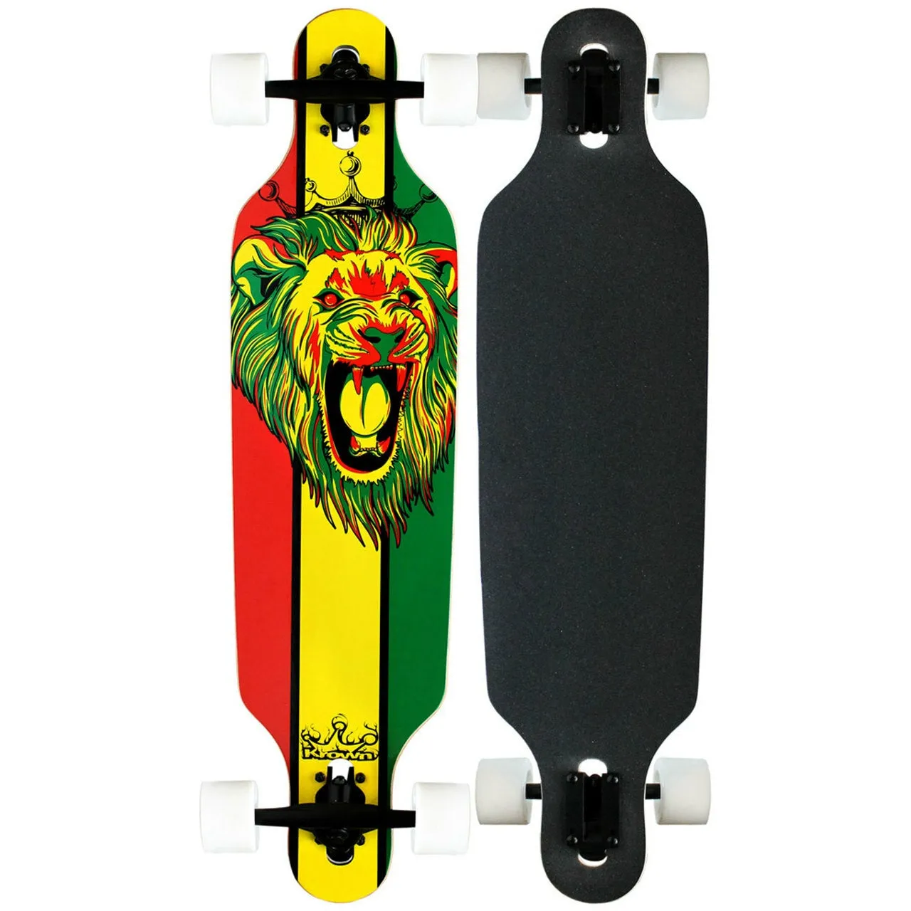 Krown Unisex Elite Drop Through Rasta Lion 36" Longboard, Adult, Multi, OS