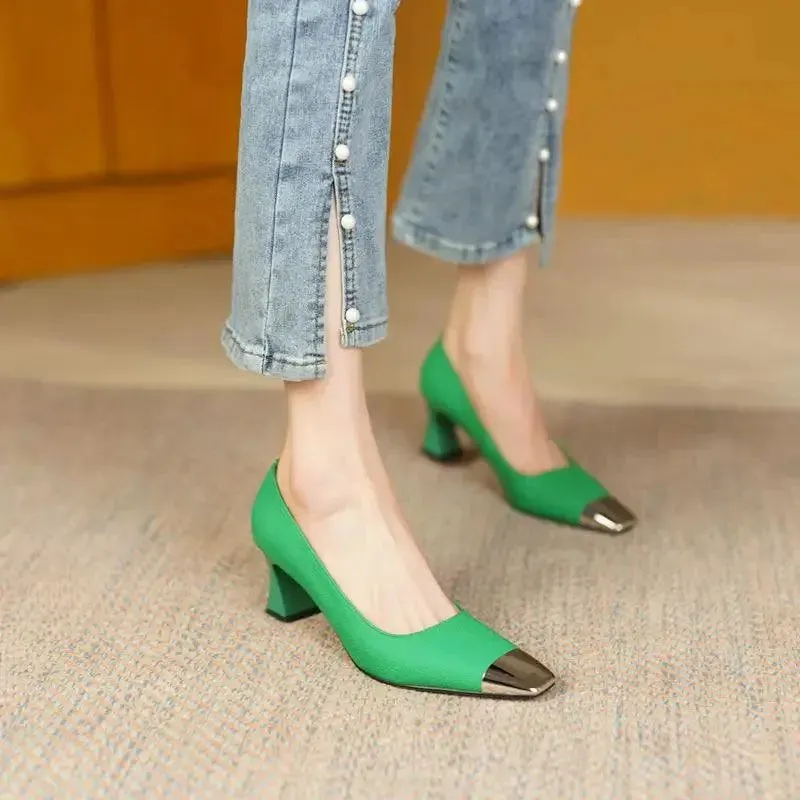 Ladies High Heel Leather Pumps Shoes