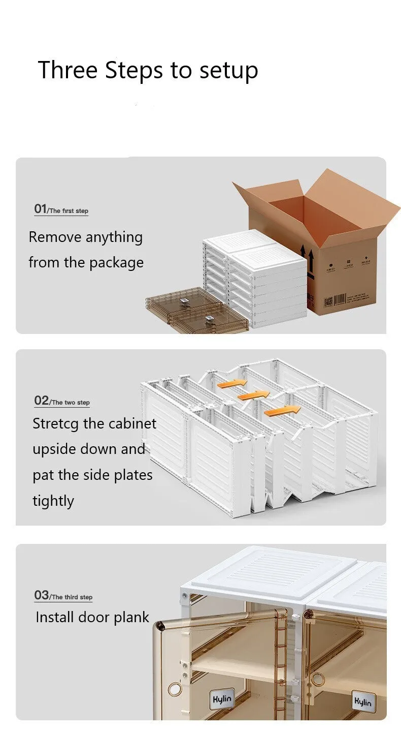 Large Capacity Folding Shoe Box with 20 Grids, 10 Clear Doors