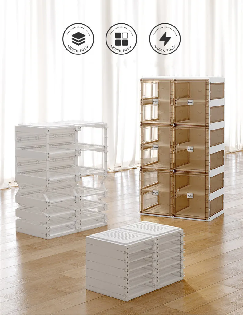 Large Capacity Folding Shoe Box with 20 Grids, 10 Clear Doors