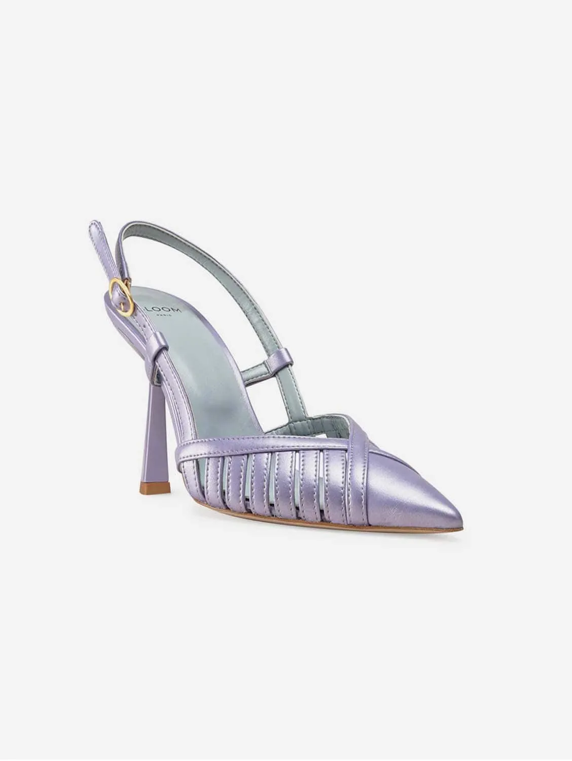 Lila Vegan Apple Leather Slingback Heels | Iridescent Violet