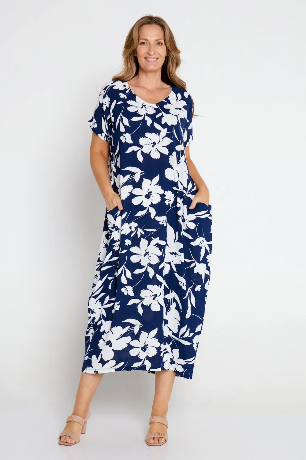 Liliana Dress - Navy/White Floral