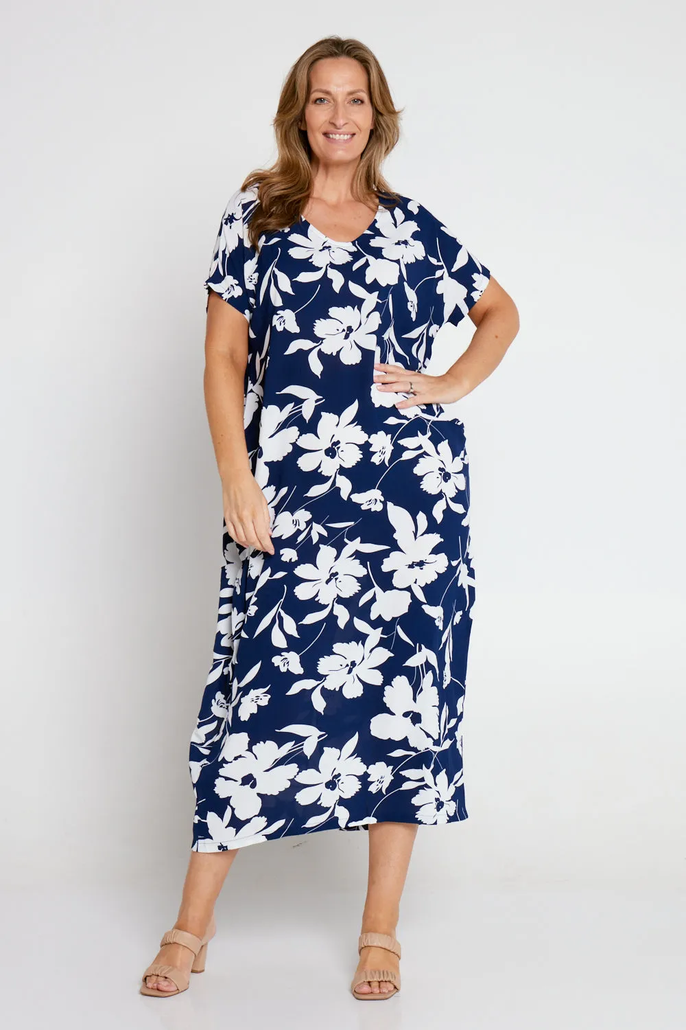 Liliana Dress - Navy/White Floral