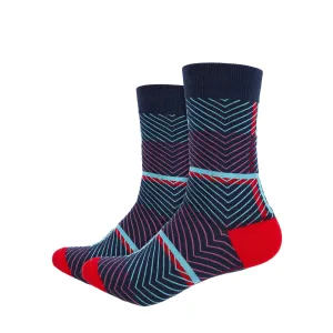 Lines Printed Crew Length Socks