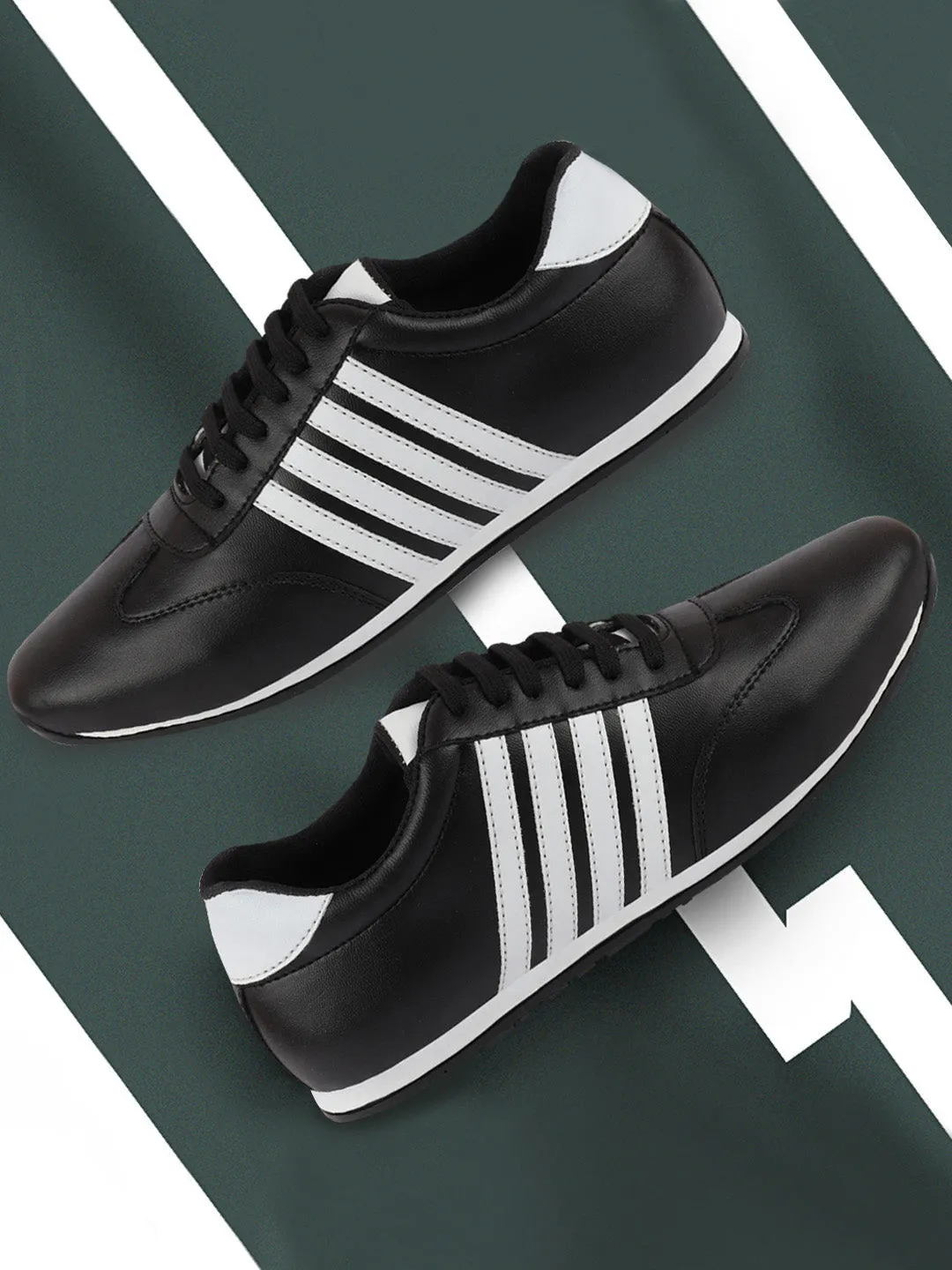 Men Black Casual Classic Lace Up Sneakers