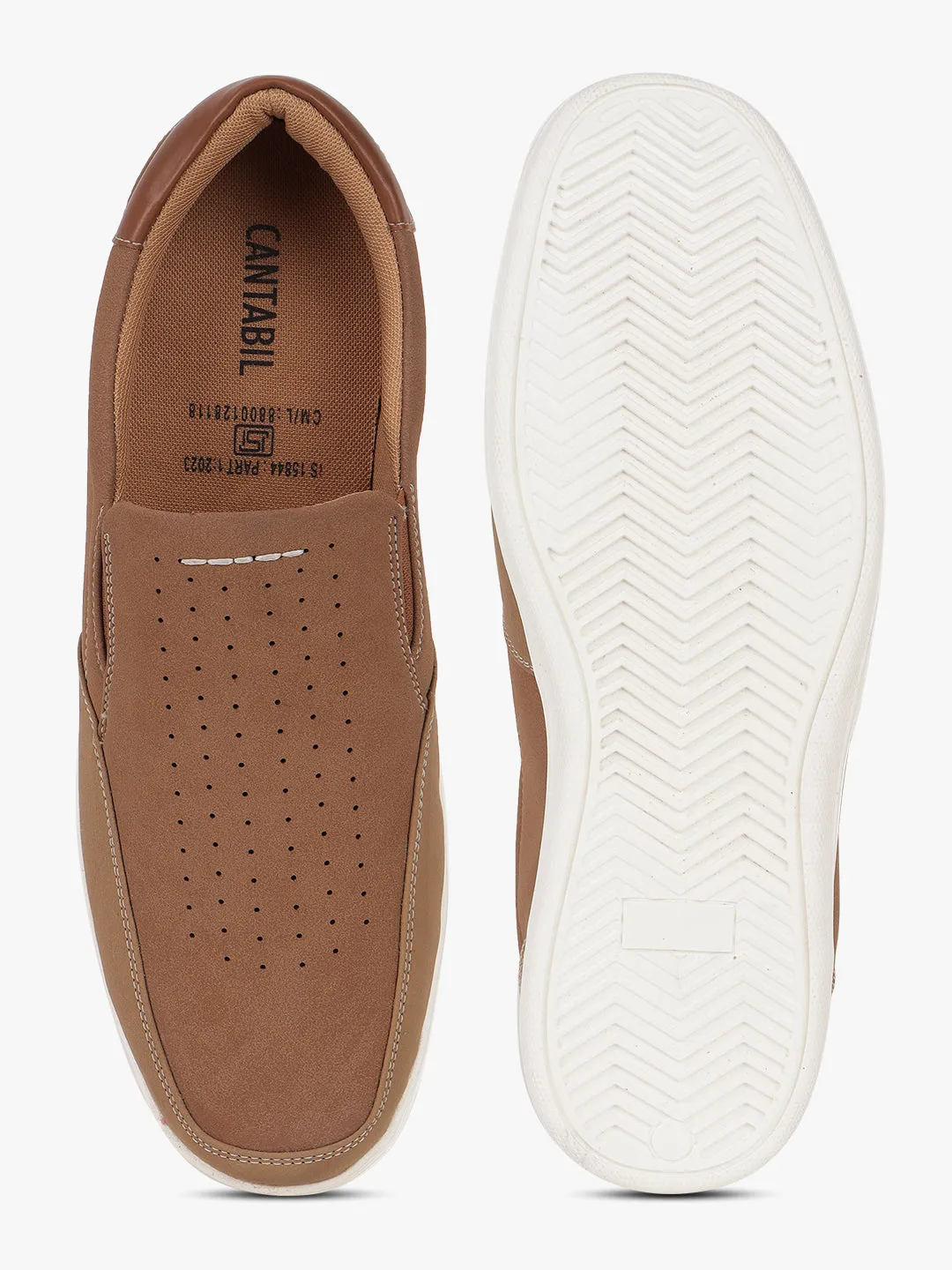 Men Slip-on Solid Tan Casual Shoes