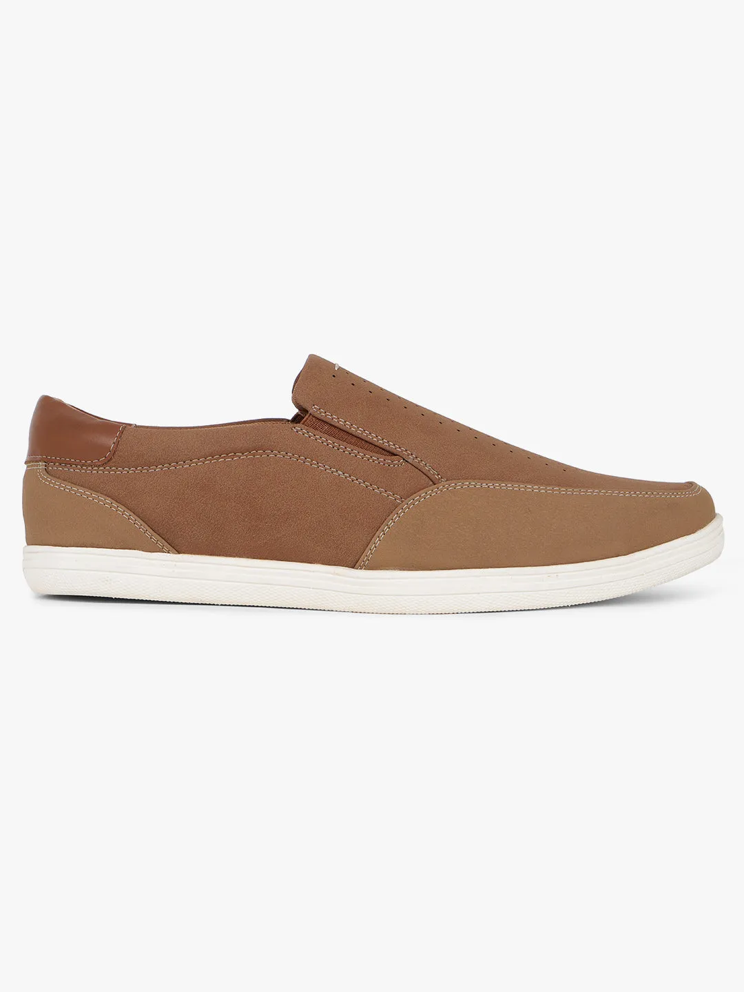 Men Slip-on Solid Tan Casual Shoes