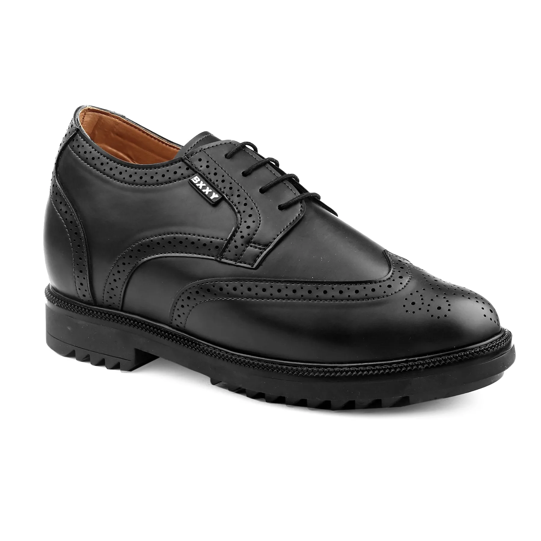 Men's 3.5 Inch Hidden Height Increasing Vegan Leather Brogue Shoes