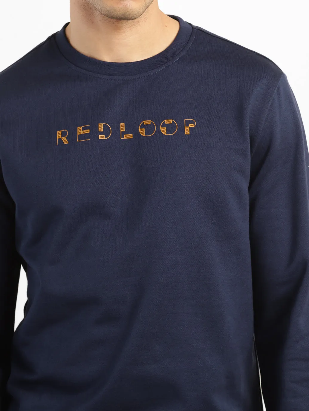 Men's Brand Logo Blue Crew Neck Sweatshirt