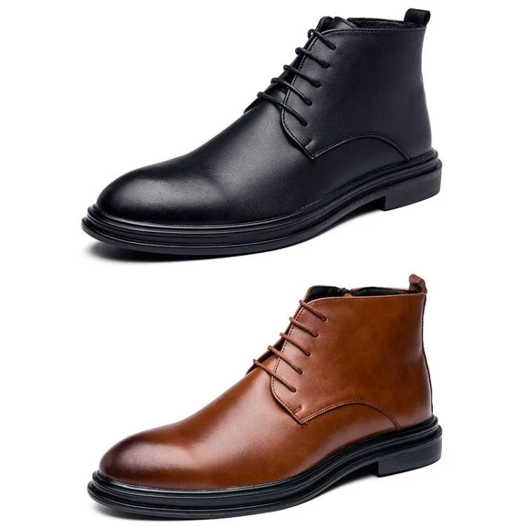 Men's Classic Pointed Leather Boots for Business and Casual Wear