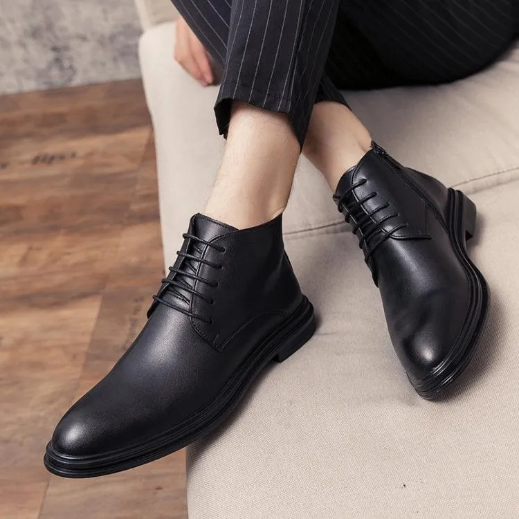 Men's Classic Pointed Leather Boots for Business and Casual Wear