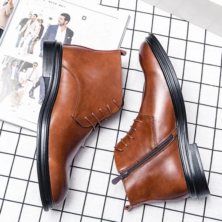 Men's Classic Pointed Leather Boots for Business and Casual Wear