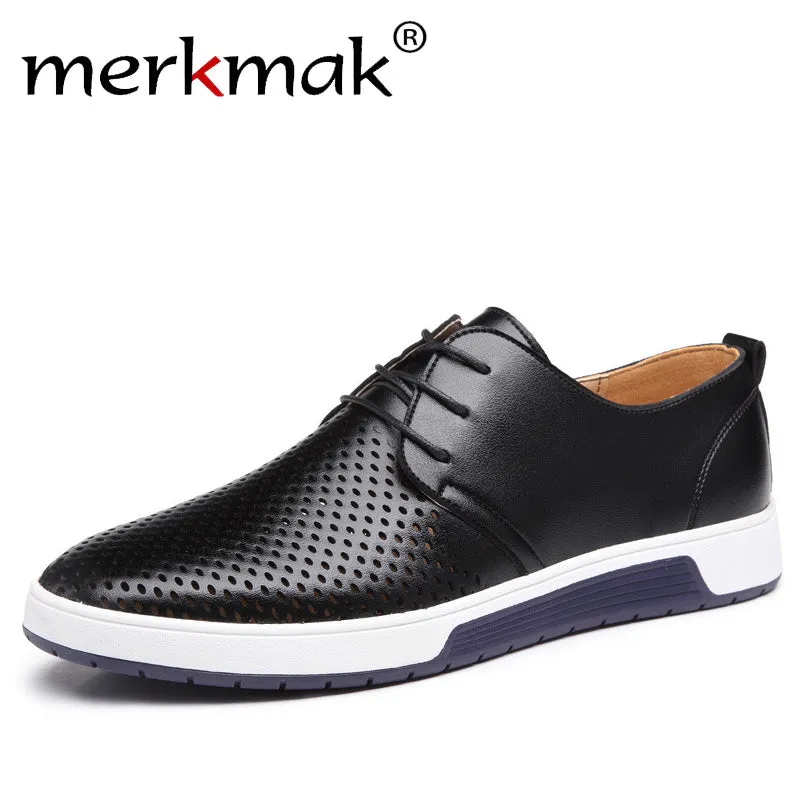 Merkmak Men Casual Summer Leather Shoes