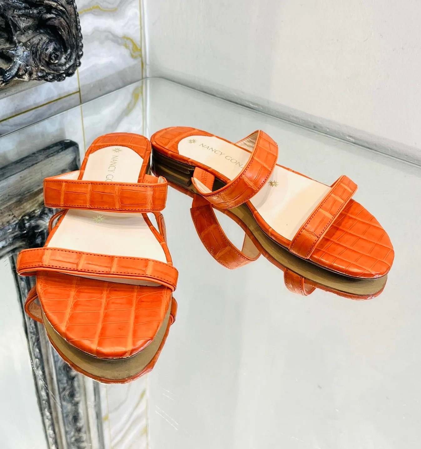 Nancy Gonzalez Crocodile Skin Sandals. Size 36