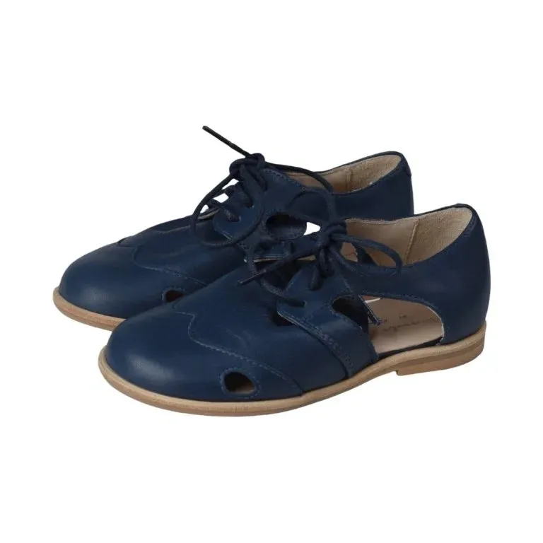 Nathy - Navy Soft Leather Lace for Boy by Manuela de Juan