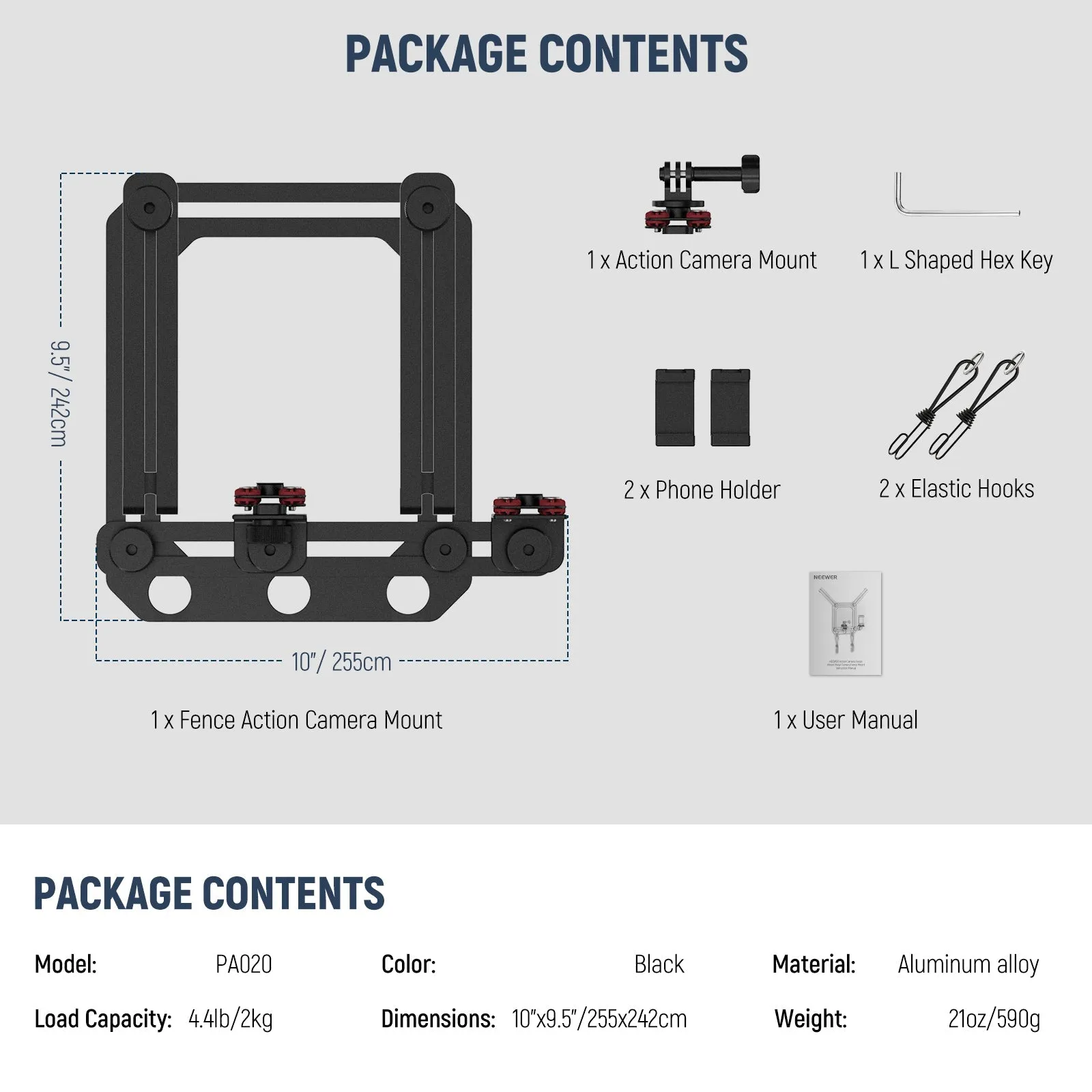 NEEWER PA022 Fence Mount for Action Camera