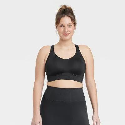 New - Women's Sculpt High Support Embossed Sports Bra - All In Motion Black XS