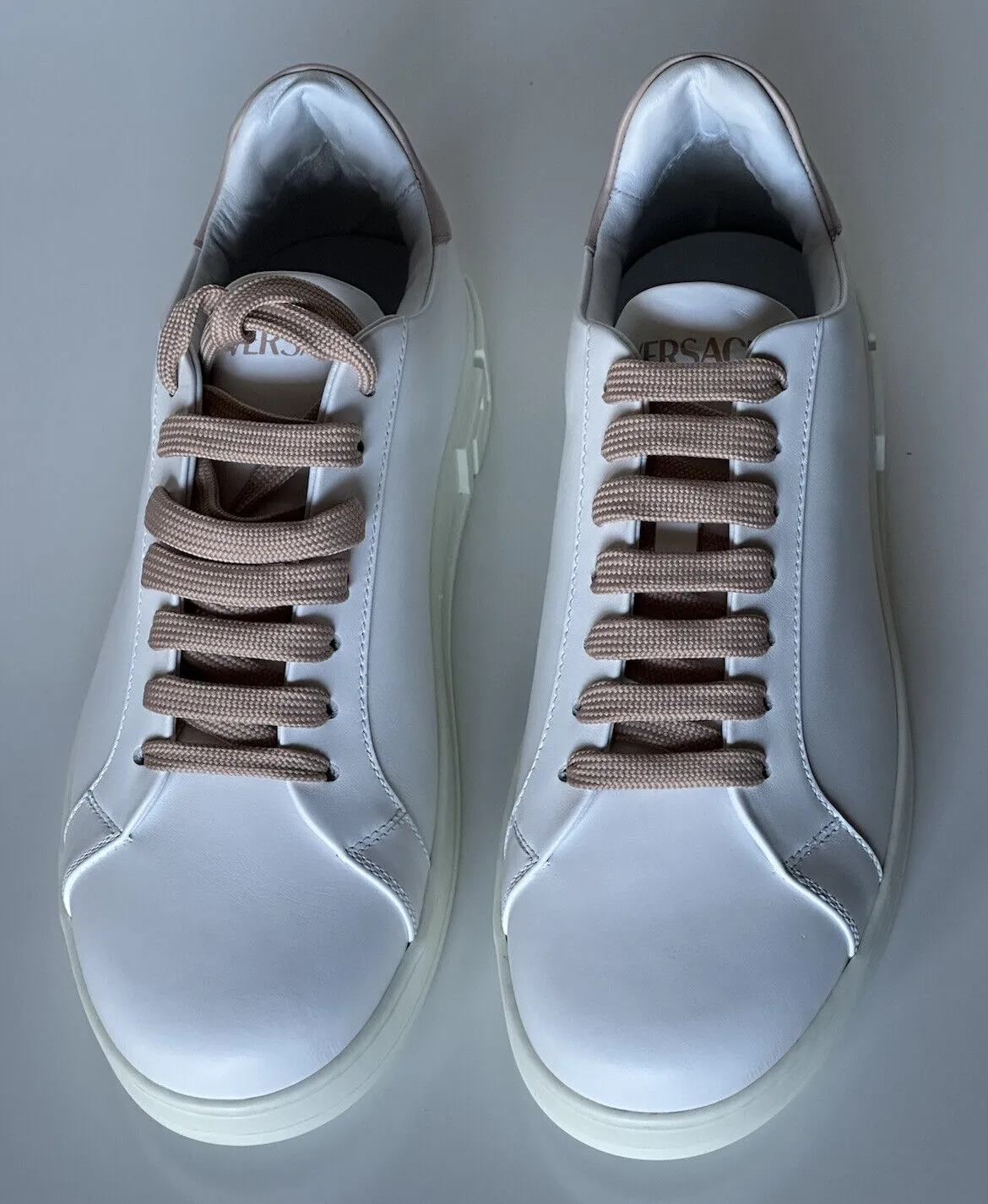 NIB $750 Versace Low Top Women's White Leather Sneakers 10.5 US (40.5) 1008962