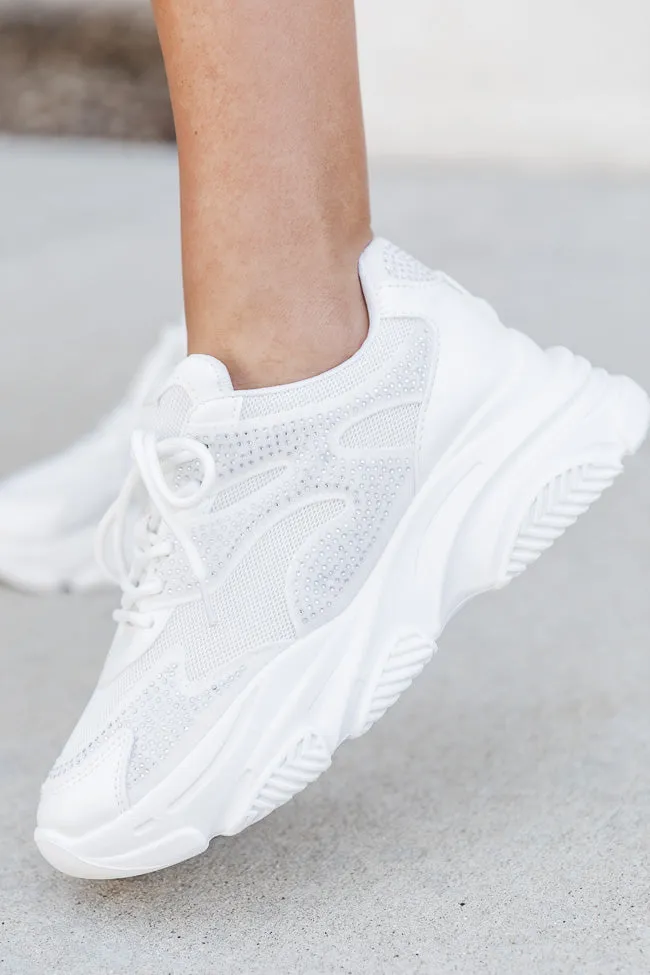 Nina White Jeweled Chunky Sneaker FINAL SALE