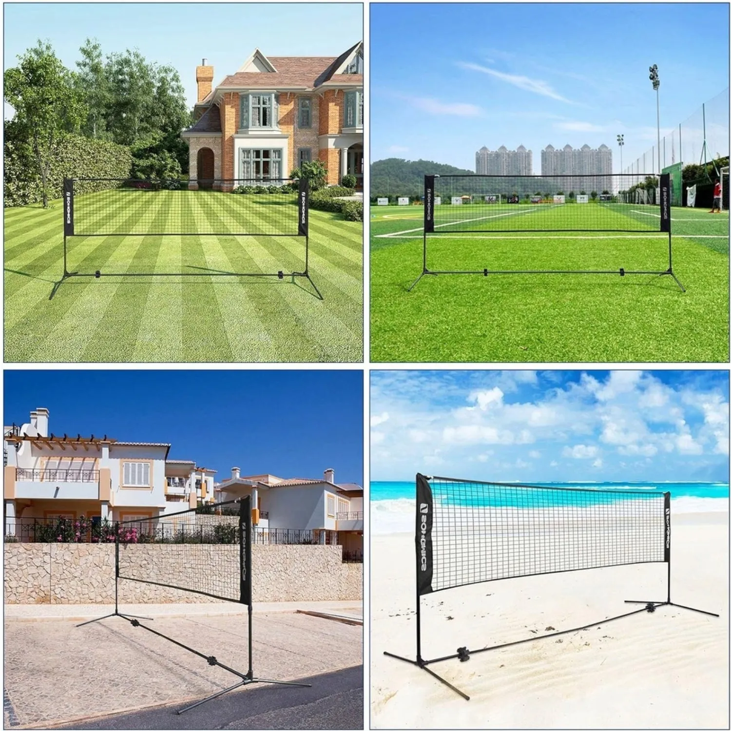 Portable Adjustable Badminton Tennis Volleyball Net - SONGMICS