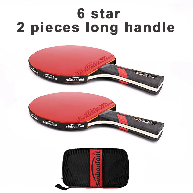 Professional Tennis Table Racket Short Long Handle Carbon Blade Rubber