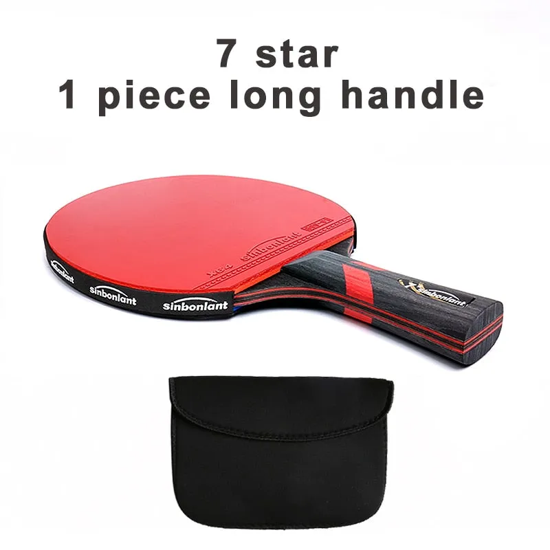 Professional Tennis Table Racket Short Long Handle Carbon Blade Rubber