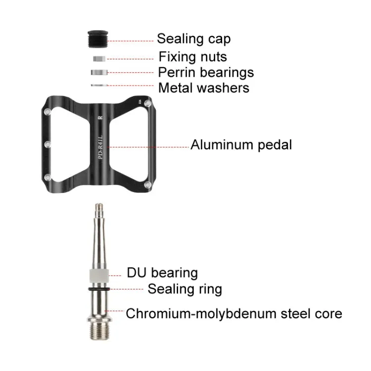 PROMEND PD-R41L 1pair Bicycle Aluminum Alloy Perrin Bearing Pedals(Red)