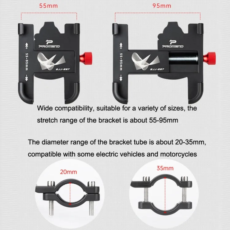 PROMEND SJJ-297 Aluminum Alloy Rotation Adjustable Bicycle Mobile Phone Bracket(Titanium)