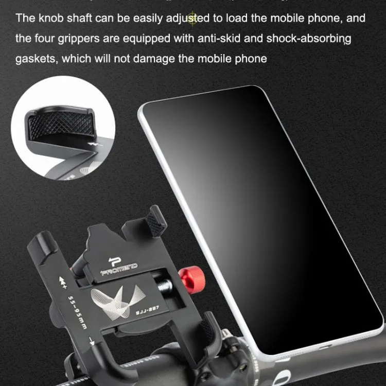 PROMEND SJJ-297 Aluminum Alloy Rotation Adjustable Bicycle Mobile Phone Bracket(Titanium)