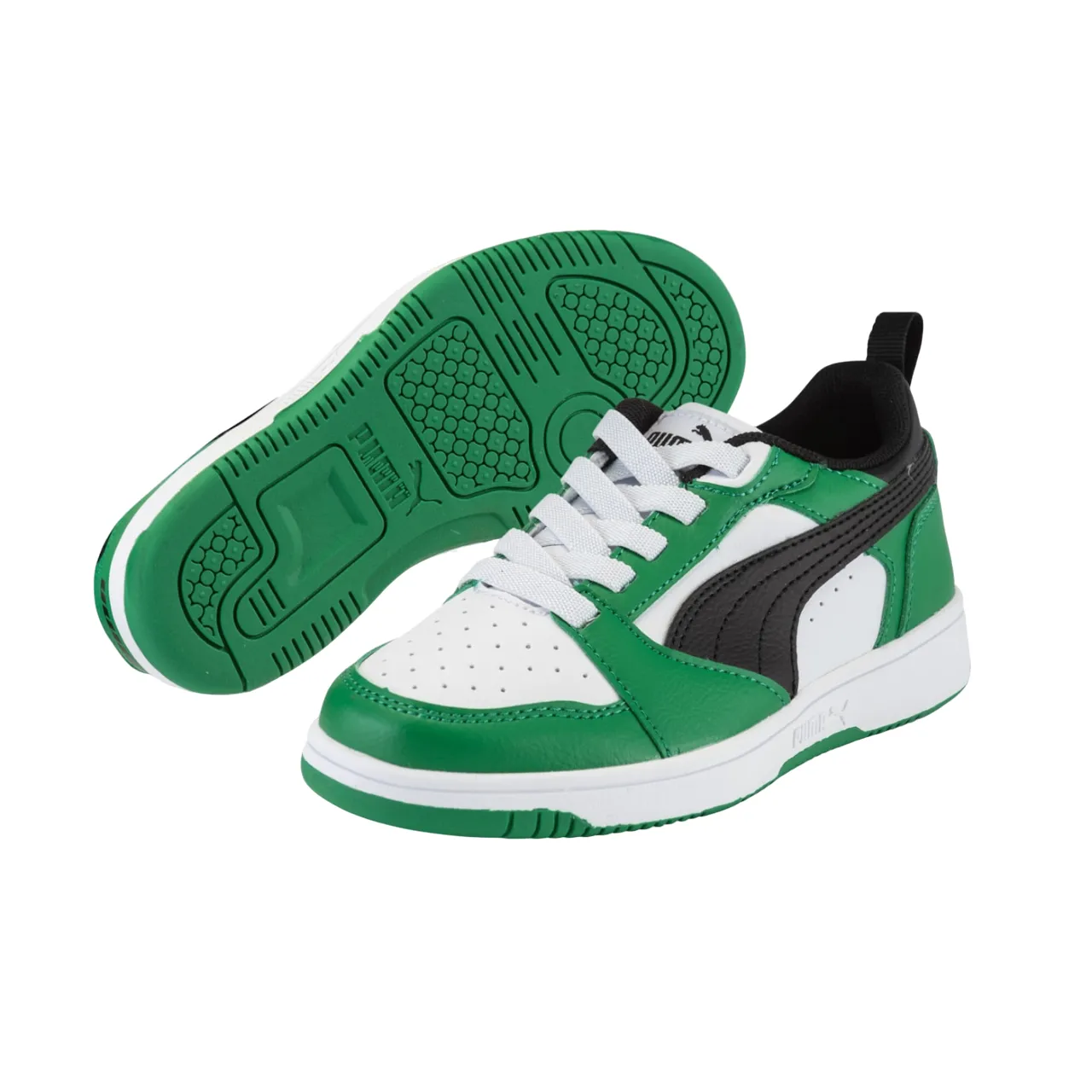 Puma scarpa sneakers da ragazzi Rebound v6 396742-05 bianco-nero-verde