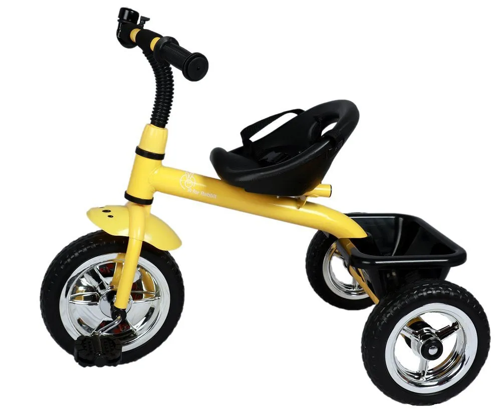 R for Rabbit Tiny Toes Tricycle for Kids of 1.5 to 5 Years with Storage Basket, Bell and Seat Belt (Yellow)