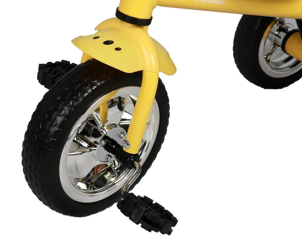 R for Rabbit Tiny Toes Tricycle for Kids of 1.5 to 5 Years with Storage Basket, Bell and Seat Belt (Yellow)