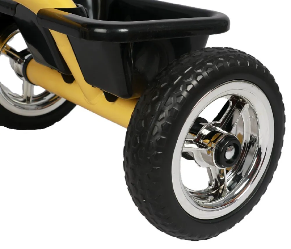 R for Rabbit Tiny Toes Tricycle for Kids of 1.5 to 5 Years with Storage Basket, Bell and Seat Belt (Yellow)