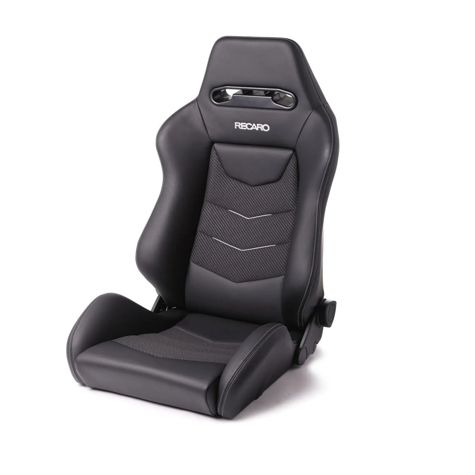 Recaro Speed V Passenger Seat - Black Leather/Cloud Grey Suede Accent (rec7227110.2.3171)