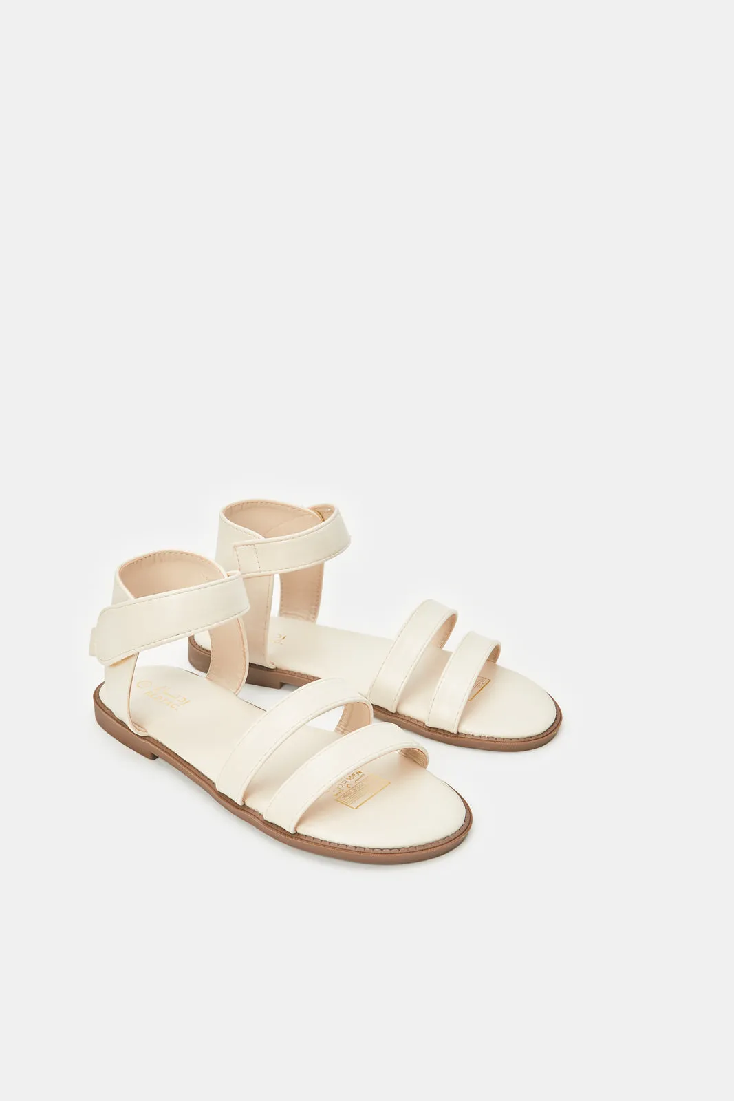 Senior Girls Beige Strap Sandals