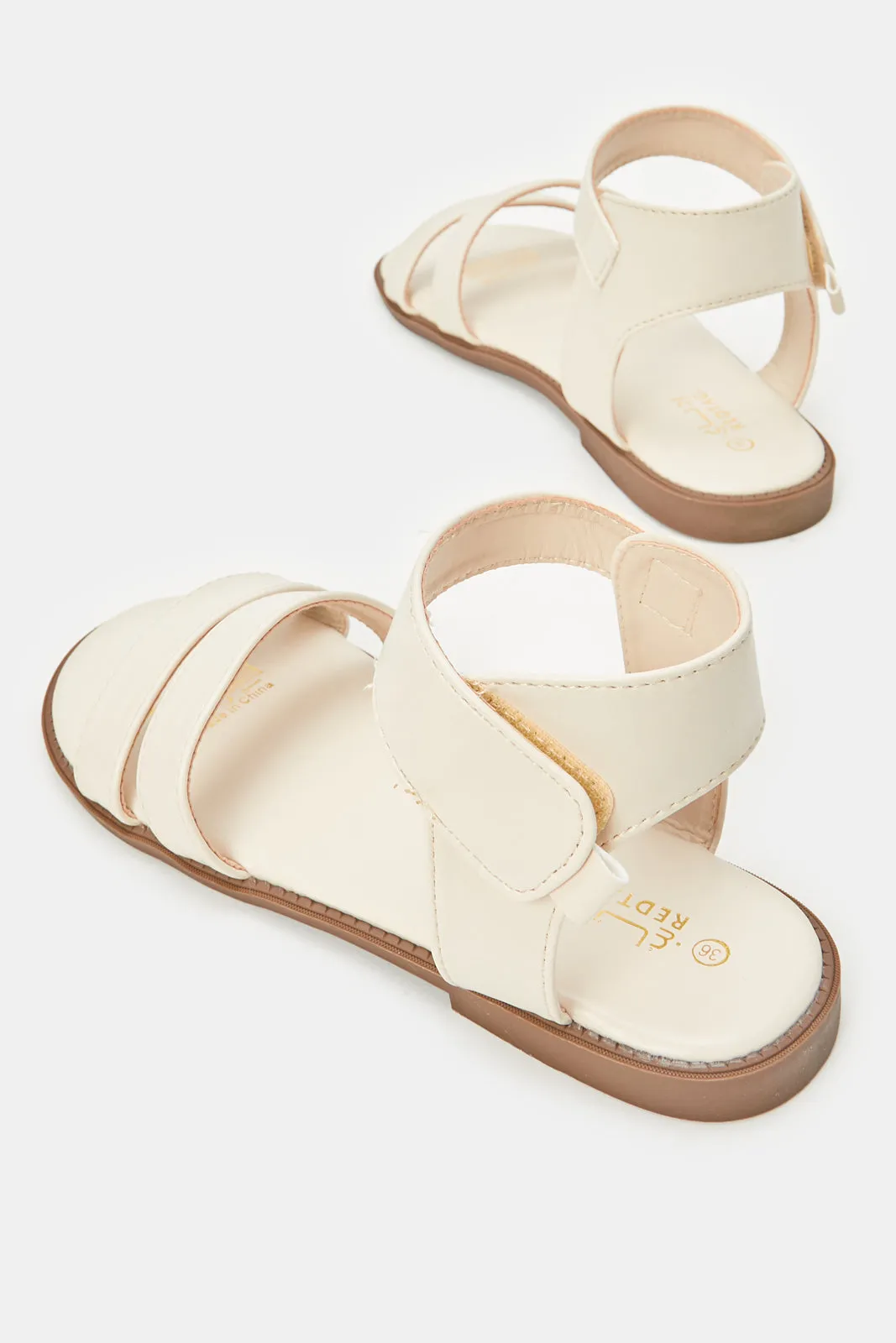 Senior Girls Beige Strap Sandals