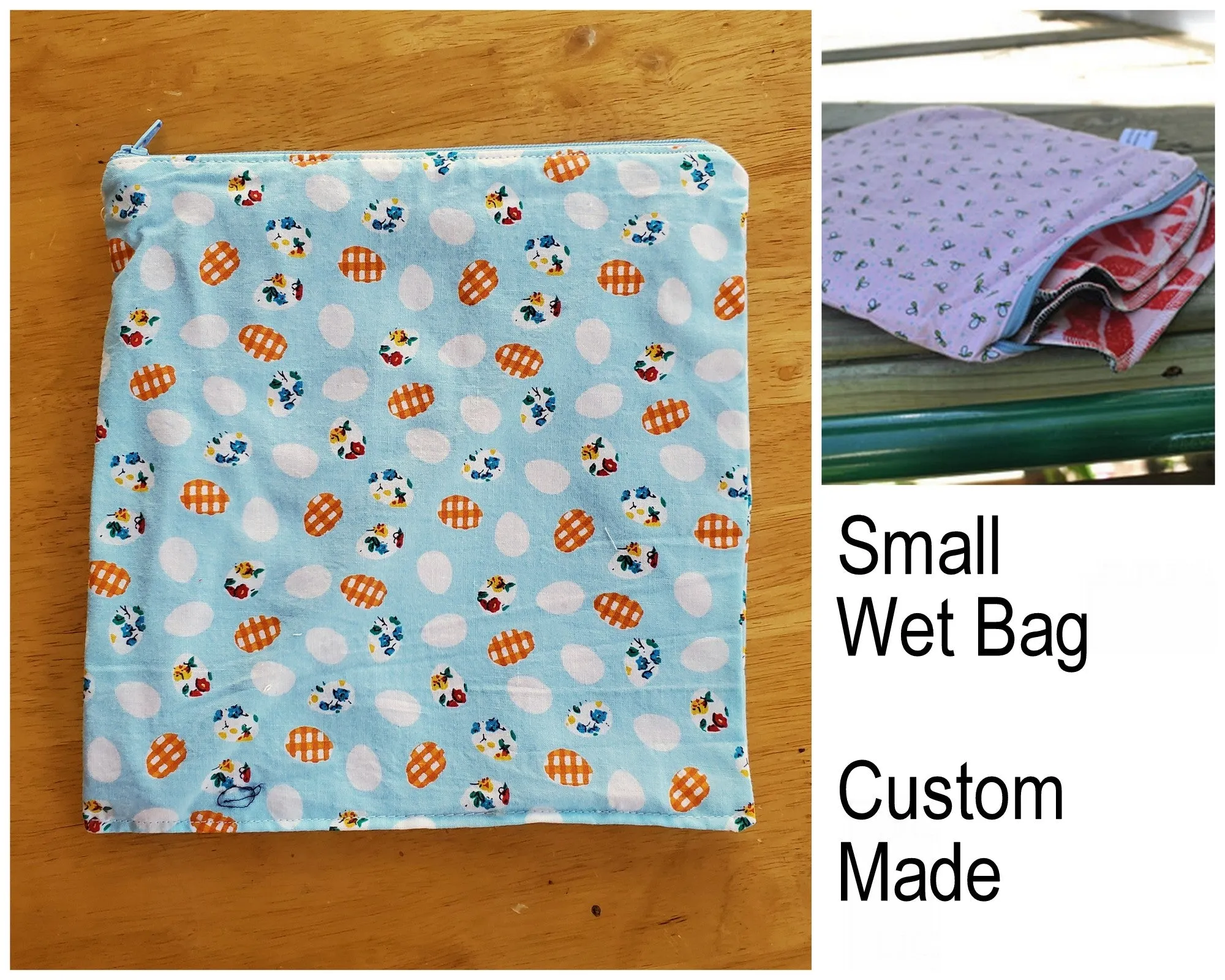 Small Waterproof Zip Pouch / Wet Bag - Custom Made.