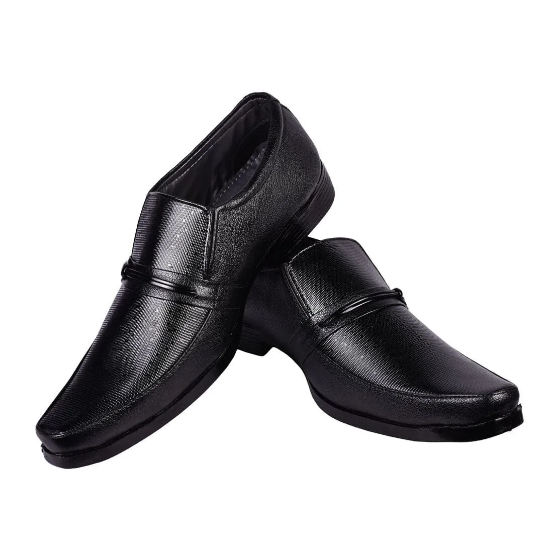 Somugi Black Formal Slip on Shoes