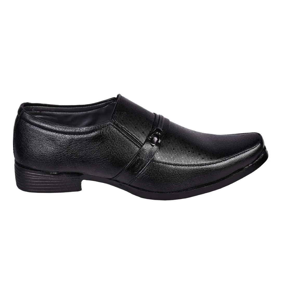 Somugi Black Formal Slip on Shoes