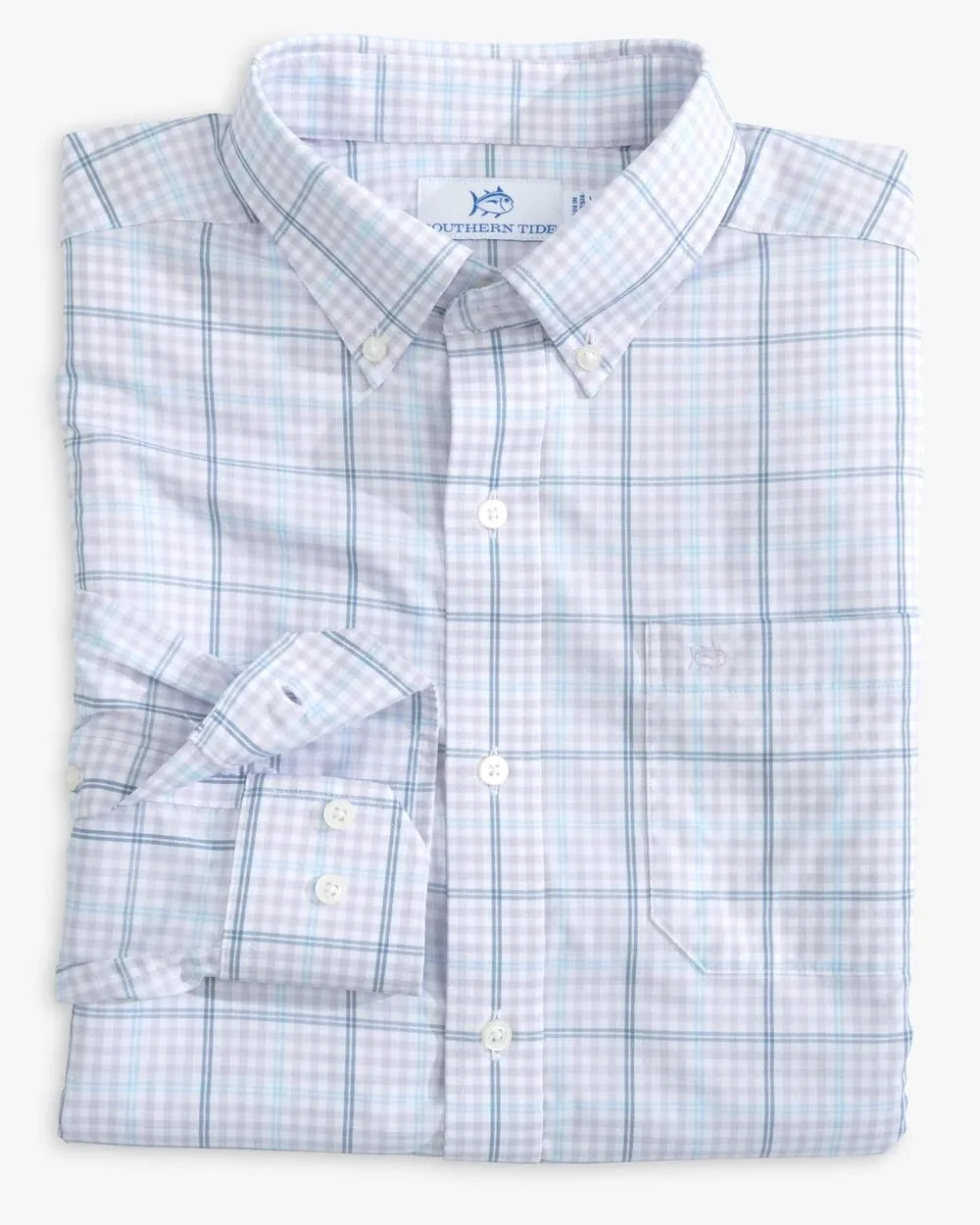 Southern Tide Men's Brrr Intercoastal Rainer Check Long Sleeve Sportshirt / Orchid Petal