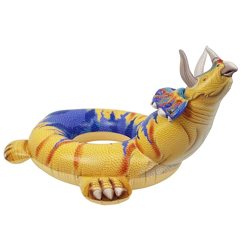 Summer Inflatable Dinosaur Pool Float Triceratops Ring"