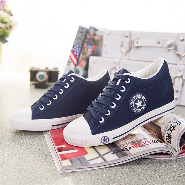 Summer Sneakers Wedges Canvas Shoes Women Casual Shoes Female Cute White Basket Stars Zapatos